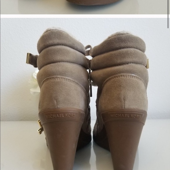 Michael Kors wedge fur booties ankle boots - Picture 3 of 10